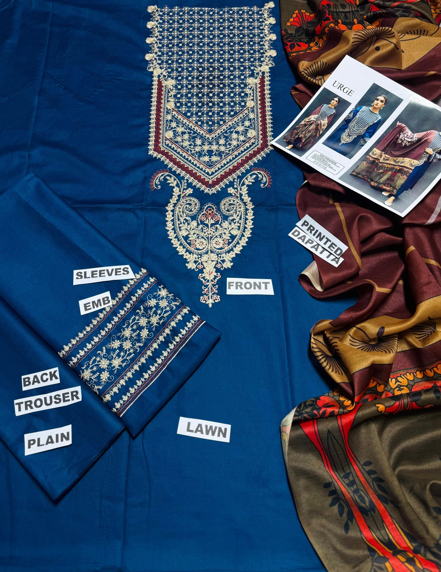Urge D # 55 -01 | 3PC Luxury Lawn | Digital Printed Swiss Lawn Dupatta