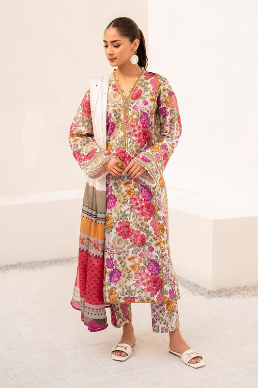BAROQUE - 3PC Lawn Printed Shirt With Voile Printed Dupatta-2025-02